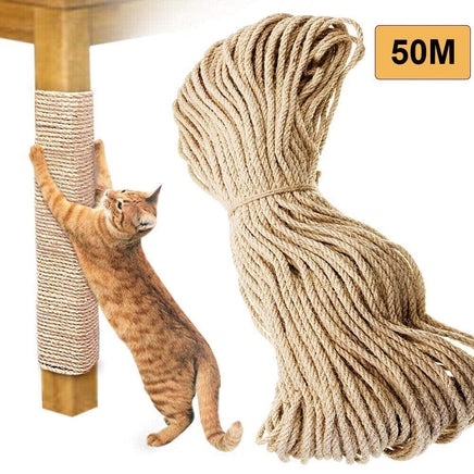 50m Sisal 10mm Rope Natural Twine Cord Thick Jute Hemp Manila Crafting Home Decor Kings Warehouse 