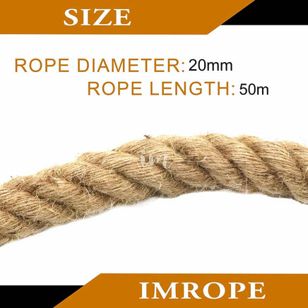50m Sisal 20mm Rope Natural Twine Cord Thick Jute Hemp Manila Crafting Home Decor Kings Warehouse 
