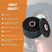 50x Pack Premium Zirconia Flap Disc Sanding Grinding 115mm 4.5" 40 Grit Tools Kings Warehouse 