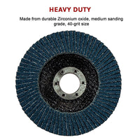 50x Pack Premium Zirconia Flap Disc Sanding Grinding 115mm 4.5" 40 Grit Tools Kings Warehouse 