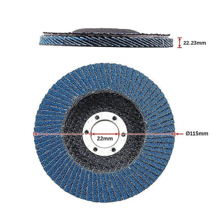 50x Pack Premium Zirconia Flap Disc Sanding Grinding 115mm 4.5" 40 Grit Tools Kings Warehouse 