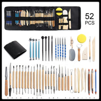 52PCS Pottery Ceramic Tools Kit Polymer Clay Sculpting Carving Modelling DIY Kings Warehouse 