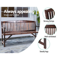 5FT Outdoor Garden Bench Wooden 3 Seat Chair Patio Furniture Charcoal Furniture Kings Warehouse 