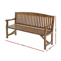 5FT Outdoor Garden Bench Wooden 3 Seat Chair Patio Furniture Natural Home & Garden Kings Warehouse 