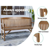 5FT Outdoor Garden Bench Wooden 3 Seat Chair Patio Furniture Natural Home & Garden Kings Warehouse 