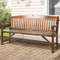 5FT Outdoor Garden Bench Wooden 3 Seat Chair Patio Furniture Natural Home & Garden Kings Warehouse 