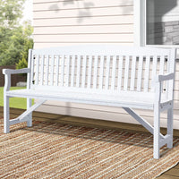 5FT Outdoor Garden Bench Wooden 3 Seat Chair Patio Furniture White Furniture Kings Warehouse 