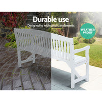 5FT Outdoor Garden Bench Wooden 3 Seat Chair Patio Furniture White Furniture Kings Warehouse 