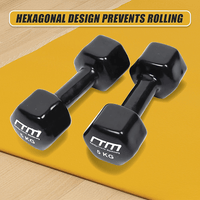 5kg Dumbbells Pair PVC Hand Weights Rubber Coated Sports & Fitness Kings Warehouse 