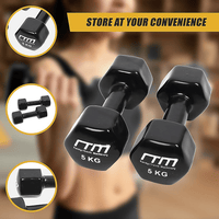 5kg Dumbbells Pair PVC Hand Weights Rubber Coated Sports & Fitness Kings Warehouse 