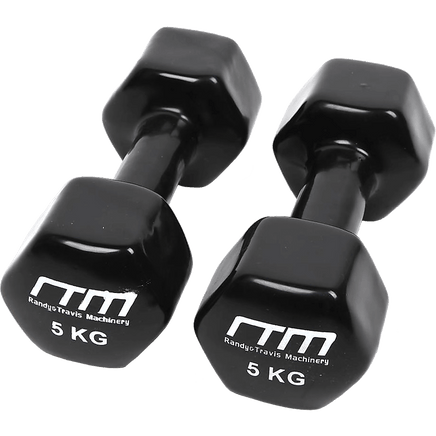 5kg Dumbbells Pair PVC Hand Weights Rubber Coated Sports & Fitness Kings Warehouse 