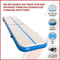 5m Inflatable Air Track Gym Mat Airtrack Tumbling Gymnastics Tumbling with Pump Kings Warehouse 