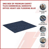 5m2 Box of Premium Carpet Tiles Commercial Domestic Office Heavy Use Flooring Blue Furniture Kings Warehouse 