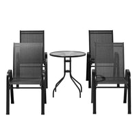 5PC Bistro Set Outdoor Table and Chairs Stackable Outdoor Furniture Black Furniture Kings Warehouse 