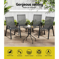 5PC Bistro Set Outdoor Table and Chairs Stackable Outdoor Furniture Black Furniture Kings Warehouse 