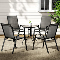 5PC Bistro Set Outdoor Table and Chairs Stackable Outdoor Furniture Black Furniture Kings Warehouse 