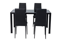 5PC Indoor Dining Table and Chairs Dinner Set Glass Leather Kitchen-Black March Mayhem Kings Warehouse 
