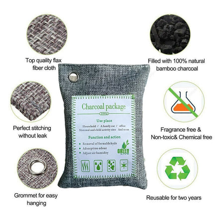 5PCS Air Purifying Bags Activated Bamboo Charcoal Freshener for Car Home Shoes 200g Health & Beauty Kings Warehouse 