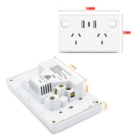 5PCS Double Power Point Dual USB+Type-C GPO Fast Charge 3.6 amp Wall Outlet Auto Accessories Kings Warehouse 