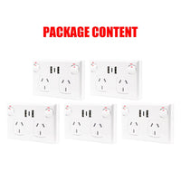 5PCS Double Power Point Dual USB+Type-C GPO Fast Charge 3.6 amp Wall Outlet Auto Accessories Kings Warehouse 