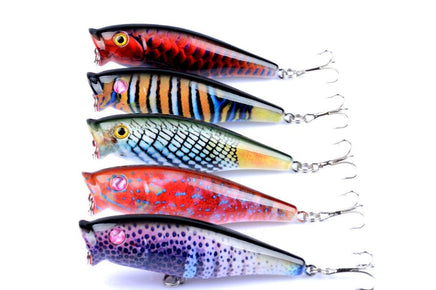 5X 7.5cm Popper Poppers Fishing Lure Lures Surface Tackle Fresh Saltwater Kings Warehouse 