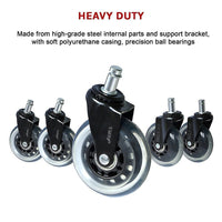 5x Office Chair Rollerblade Caster Wheels Safe for All Floors - Universal Fit Furniture Kings Warehouse 