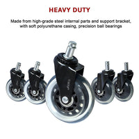 5x Office Chair Rollerblade Caster Wheels Safe for All Floors - Universal Fit Kings Warehouse 