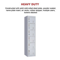 6-Door Locker for Office Gym Shed School Home Storage Furniture Kings Warehouse 