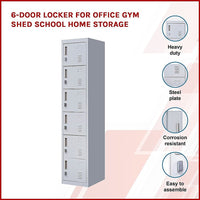 6-Door Locker for Office Gym Shed School Home Storage Furniture Kings Warehouse 
