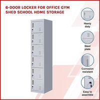 6-Door Locker for Office Gym Shed School Home Storage Furniture Kings Warehouse 