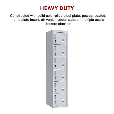 6-Door Locker for Office Gym Shed School Home Storage Furniture Kings Warehouse 
