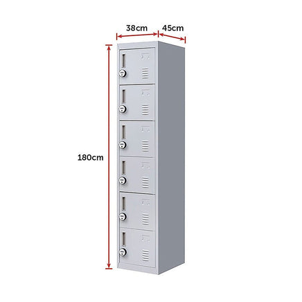 6-Door Locker for Office Gym Shed School Home Storage Furniture Kings Warehouse 
