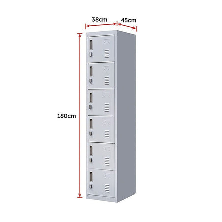 6-Door Locker for Office Gym Shed School Home Storage Furniture Kings Warehouse 