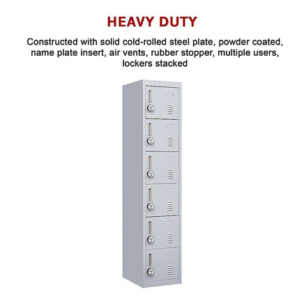 6-Door Locker for Office Gym Shed School Home Storage Furniture Kings Warehouse 