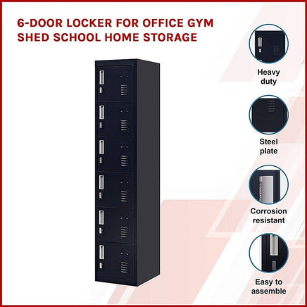 6-Door Locker for Office Gym Shed School Home Storage Furniture Kings Warehouse 