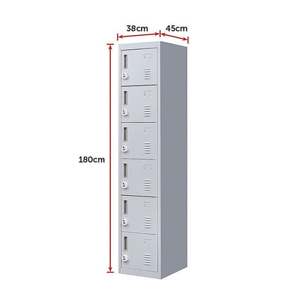 6-Door Locker for Office Gym Shed School Home Storage Furniture Kings Warehouse 