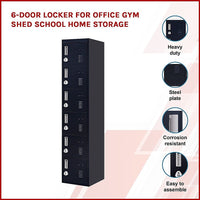6-Door Locker for Office Gym Shed School Home Storage Furniture Kings Warehouse 