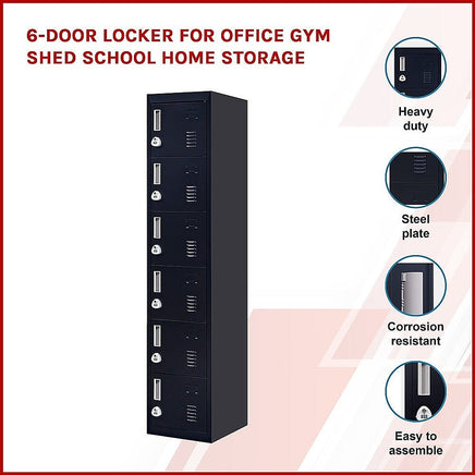6-Door Locker for Office Gym Shed School Home Storage Furniture Kings Warehouse 