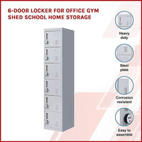 6-Door Locker for Office Gym Shed School Home Storage Furniture Kings Warehouse 