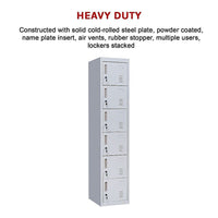 6-Door Locker for Office Gym Shed School Home Storage Furniture Kings Warehouse 