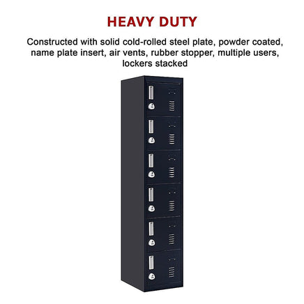 6-Door Locker for Office Gym Shed School Home Storage Furniture Kings Warehouse 