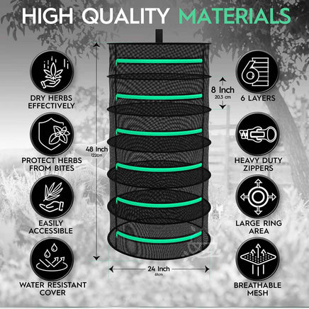 6-Layer 120cm Foldable Herb Vegetable Fruit Drying Dehydrating Rack Mesh Hanging Dryer Kings Warehouse 