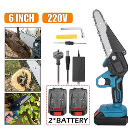 6" Mini Cordless Electric Chainsaw 2X Battery Powered Wood Cutter Rechargeable BestSellers Kings Warehouse 