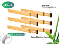 6 Pack Bamboo Adjustable Kitchen Drawer Dividers (Large, 44-55 cm) Fun in the Sun Kings Warehouse 