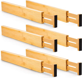 6 Pack Bamboo Adjustable Kitchen Drawer Dividers (Large, 44-55 cm) Fun in the Sun Kings Warehouse 