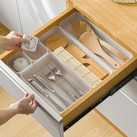 6 Pack Frosted plastic dresser and desk drawer storage rack for make-up brushes and kitchen Kings Warehouse 