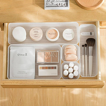 6 Pack Frosted plastic dresser and desk drawer storage rack for make-up brushes and kitchen Kings Warehouse 