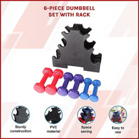 6-Piece Dumbbell Set with Rack Sports & Fitness Kings Warehouse 
