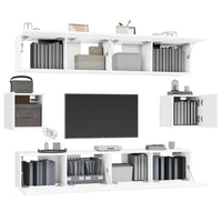 6 Piece TV Cabinet Set White Engineered Wood living room Kings Warehouse 