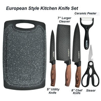 6 pieces Kitchen Knife Set Everich Chef Knives Stainless Steel Nonstick Scissor Cutting Board Home & Garden Kings Warehouse 